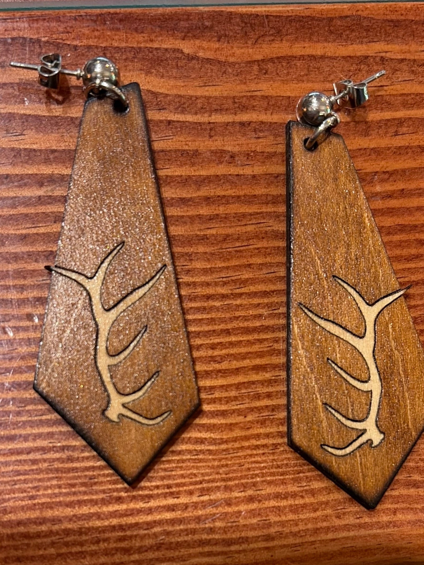 Rustic Antler Wood earrings