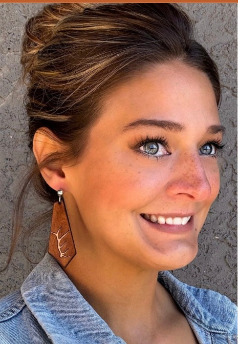 Rustic Antler Wood earrings