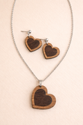 Handcrafted Wooden Heart Jewelry Set