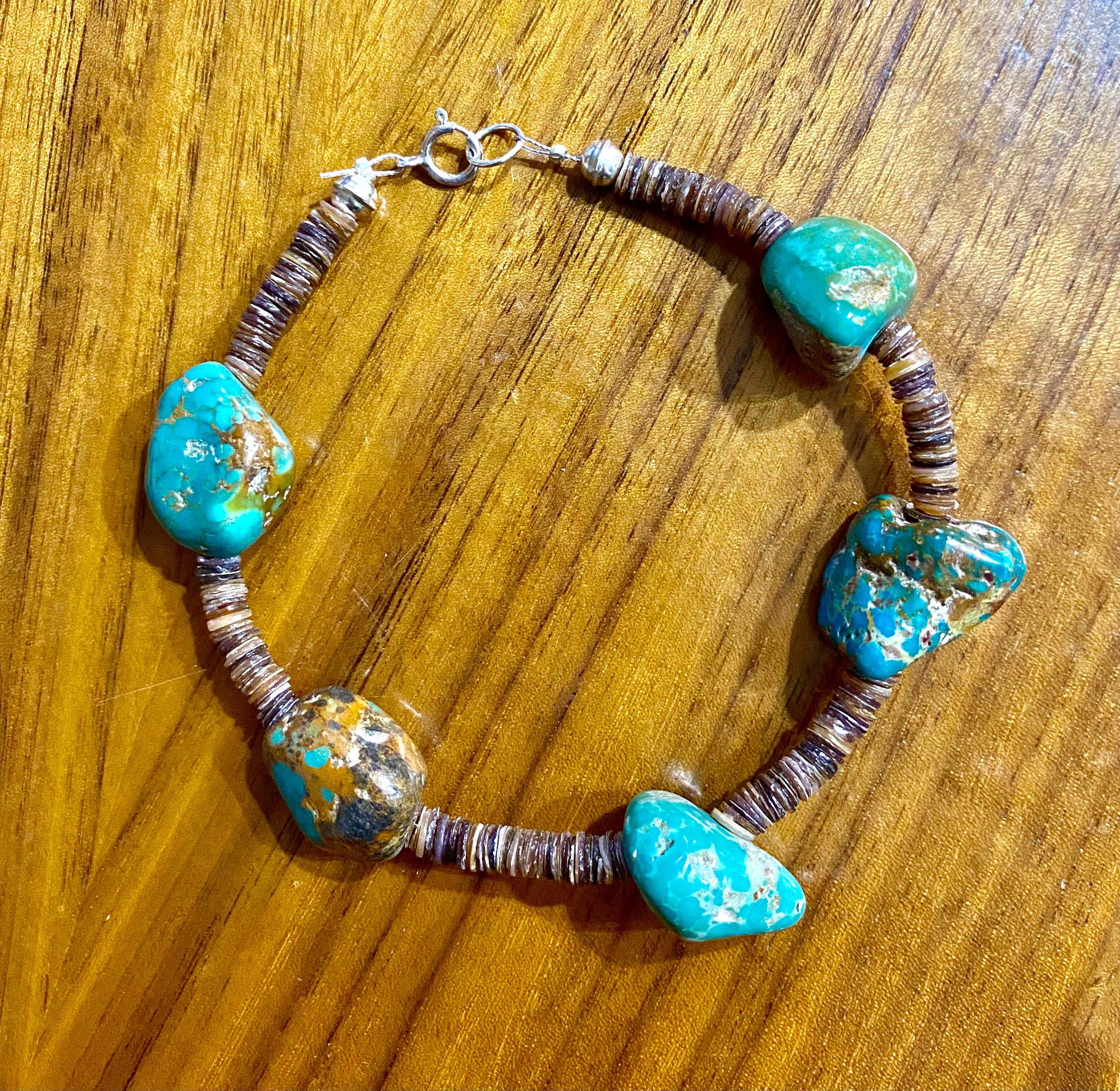 Hand crafted Kingman Turquoise Nugget & Heishi Bead Bracelet