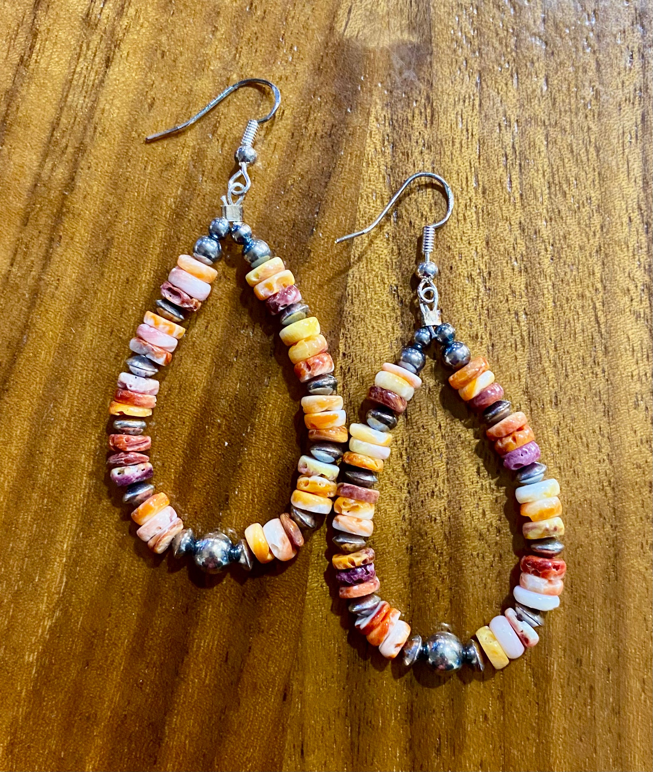 Orange and Purple Spiny Teardrop Earrings
