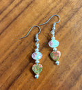 Heart-Shaped Serpentine & Glass Bead Earrings