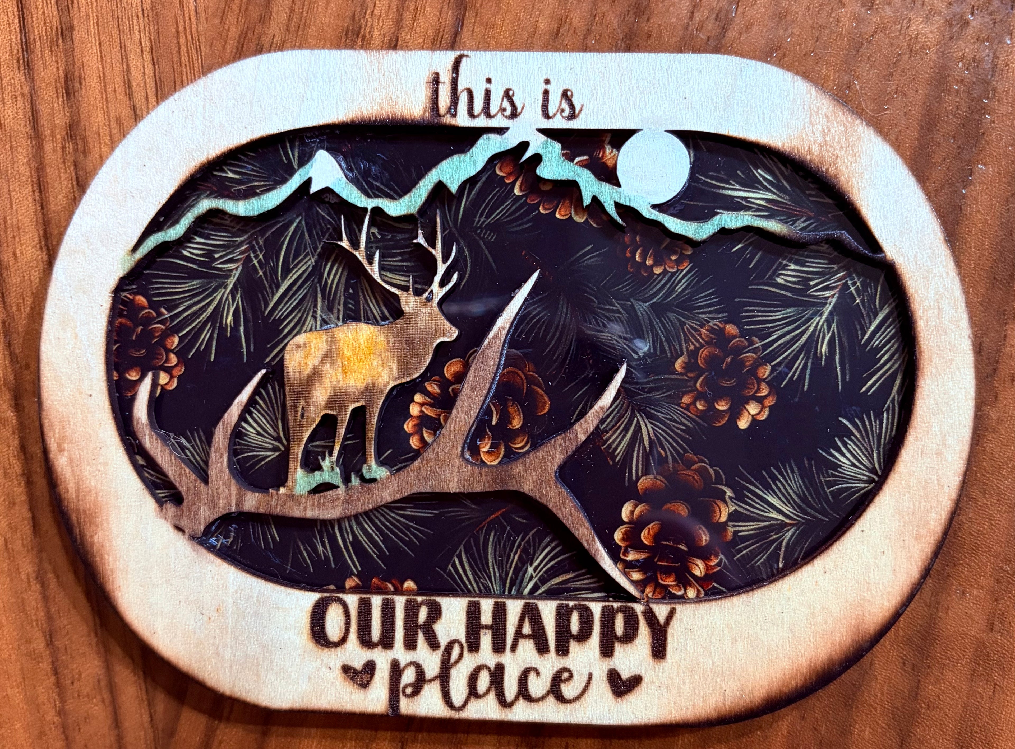 “This Is Our Happy Place” Wooden Magnet