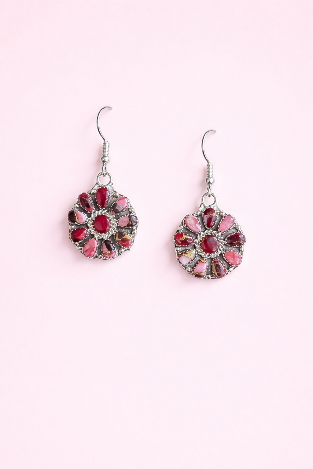 Sterling Silver Dahlia Rose Matrix Earrings