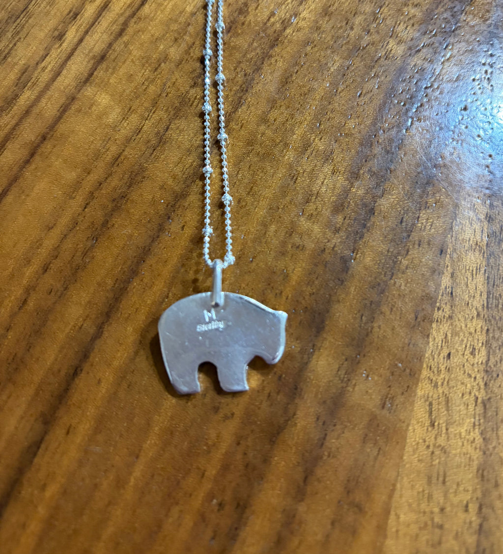 Sterling Silver and Turquoise Bear Pendant Necklace