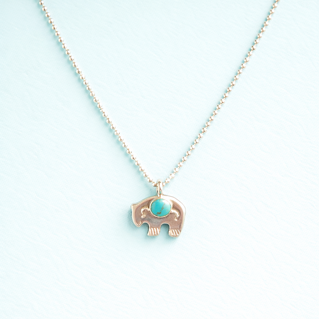 Sterling Silver and Turquoise Bear Pendant Necklace