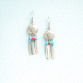 Sterling Silver Concho & Feather Earrings with Coral and Turquoise