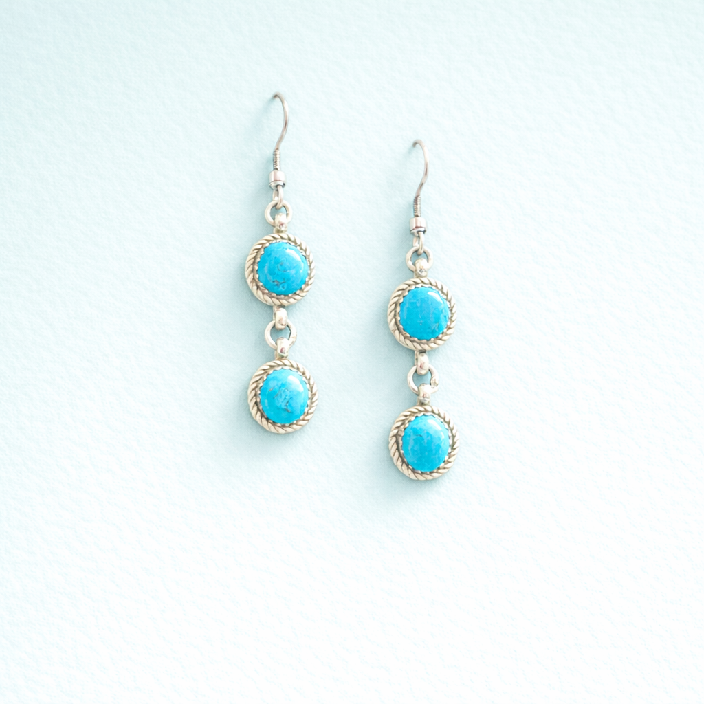 Sterling Silver Kingman Turquoise Dangle Earrings