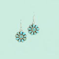Sterling Silver Kingman Turquoise Cluster Dangle Earrings