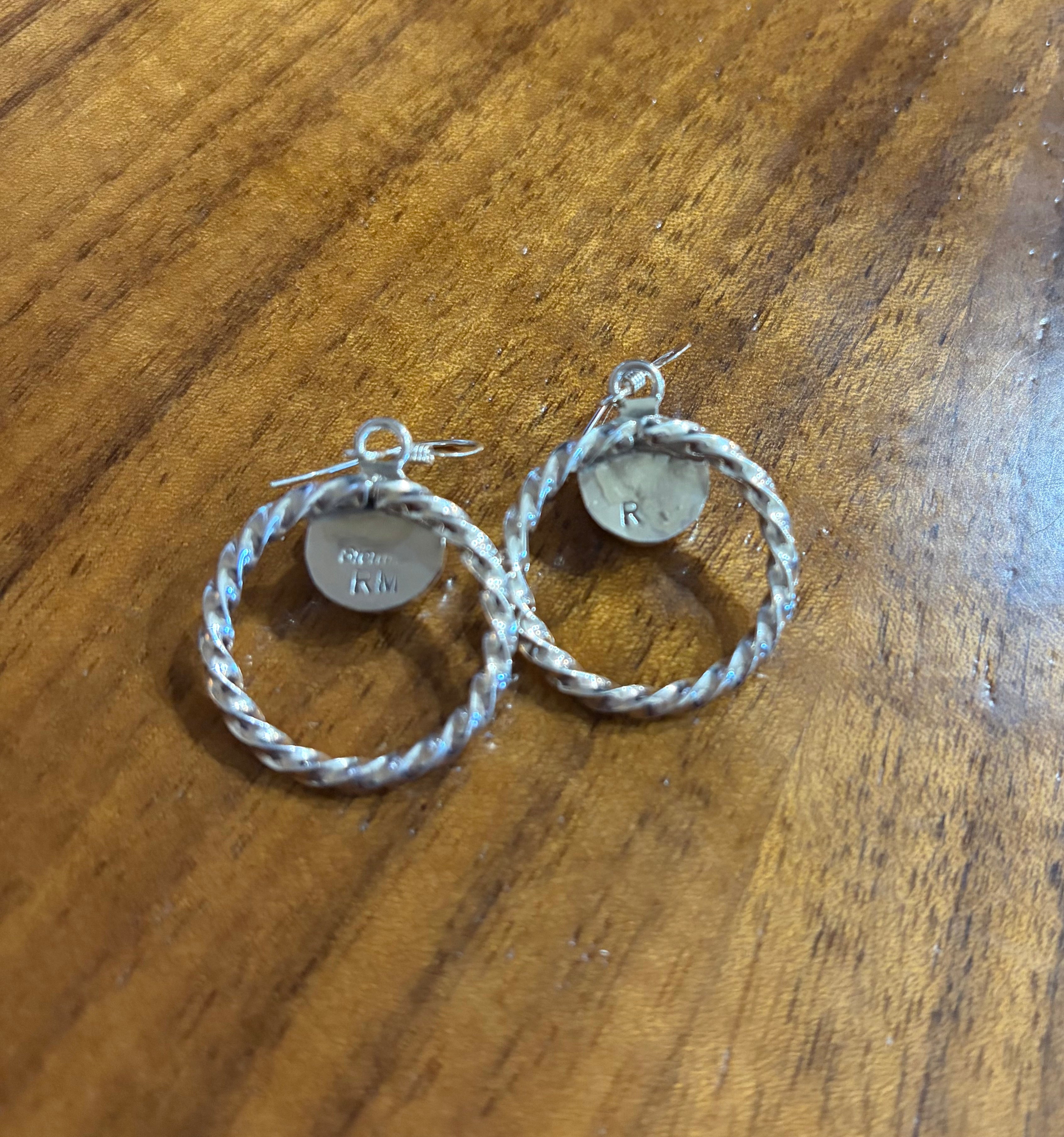 Sterling Silver & Orange Spiny Oyster Dangle Earrings