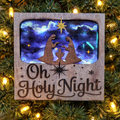 Lighted Wooden “Oh Holy Night” Christmas Ornament — Approx. 5” x 5”