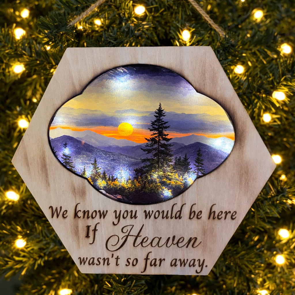 Lighted Wooden Memorial Christmas Ornament — Approx. 6” x 5”