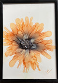 Original Framed Alcohol Ink Floral Artwork — Approx. 7.5” x 5.25”