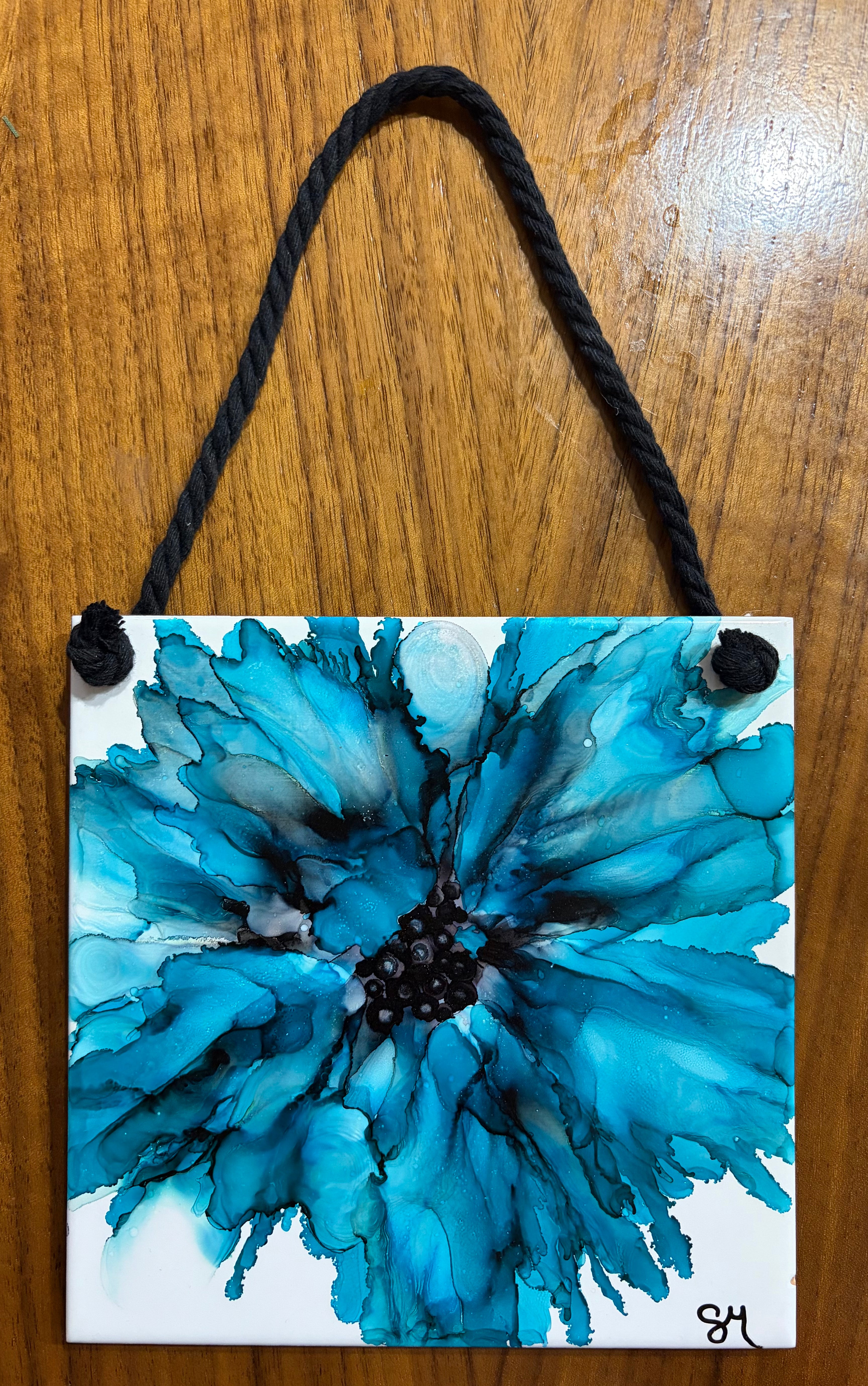 SALE!! Original Alcohol Ink Floral on Ceramic Tile — Approx. 6” x 6”