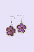 Pressed Purple Flower Dangle Earrings