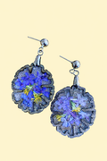 Pressed Blue & Yellow Wildflower Dangle Earrings