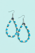 Turquoise & Heishi Shell Teardrop Beaded Earrings