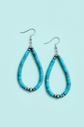 Genuine Hand-Beaded Turquoise Heishi and Navajo Pearl Teardrop Earrings