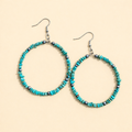 Turquoise & Sterling Silver Navajo Pearl Hoop Earrings
