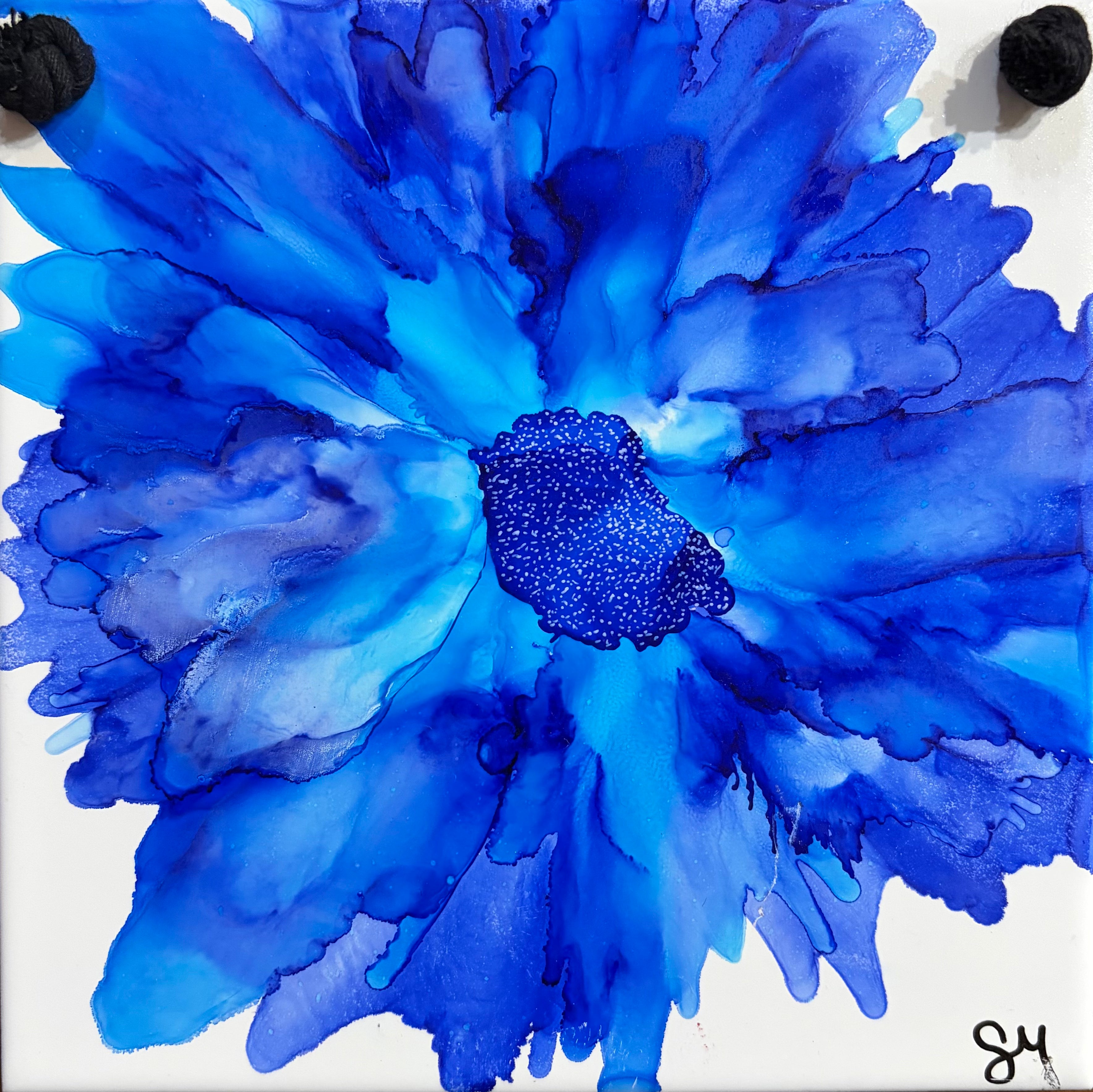 SALE!! Alcohol Ink Hanging Floral Tile