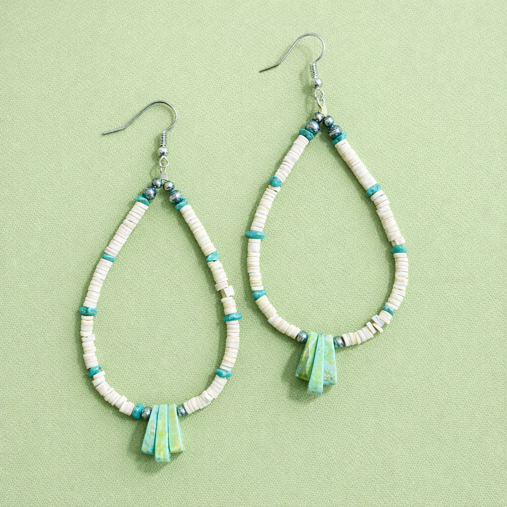 Turquoise & Heishi Dangle Earrings
