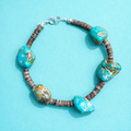 Hand crafted Kingman Turquoise Nugget & Heishi Bead Bracelet