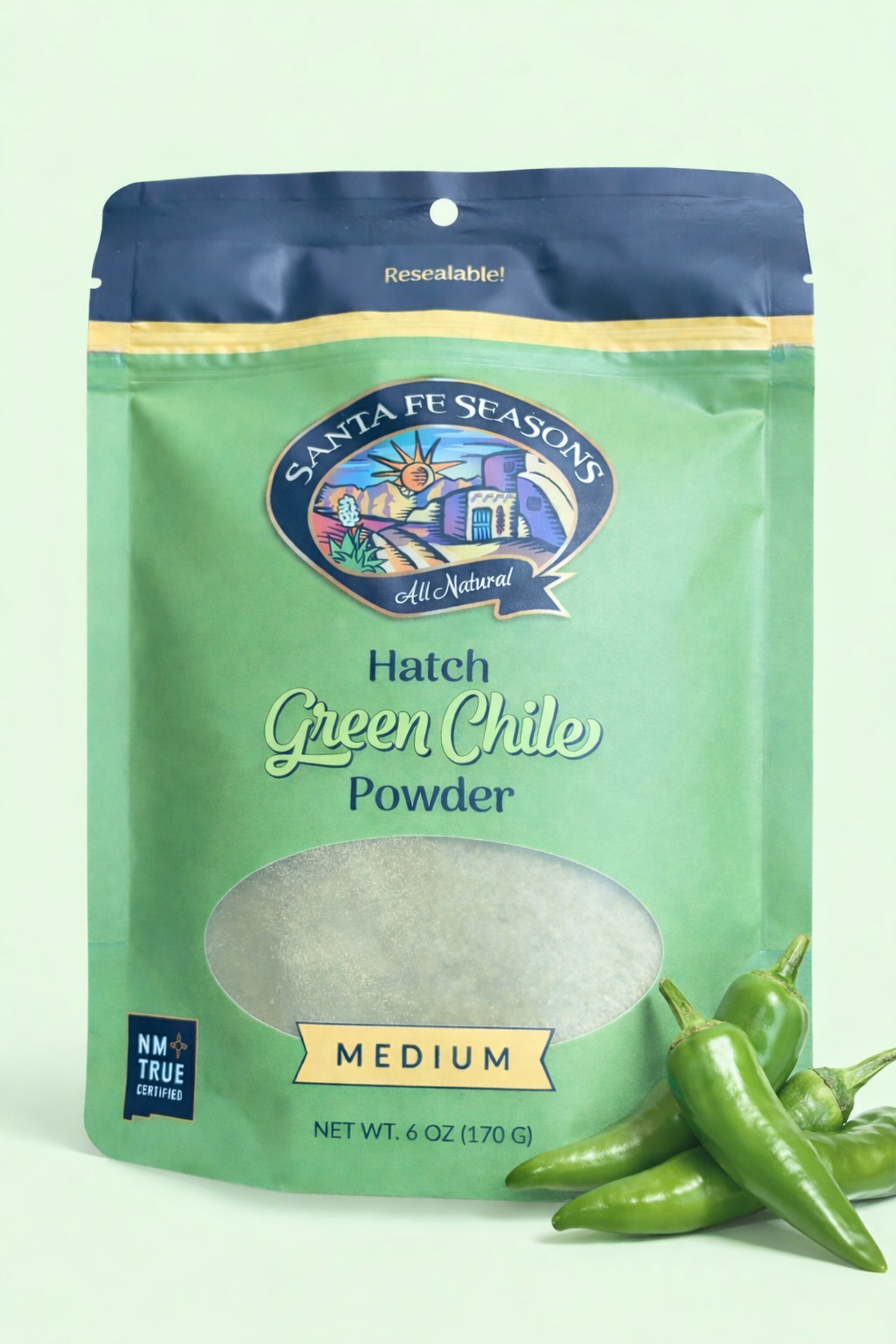 Santa Fe Seasons All Natural Hatch Green Chile Powder – Medium (6 oz)