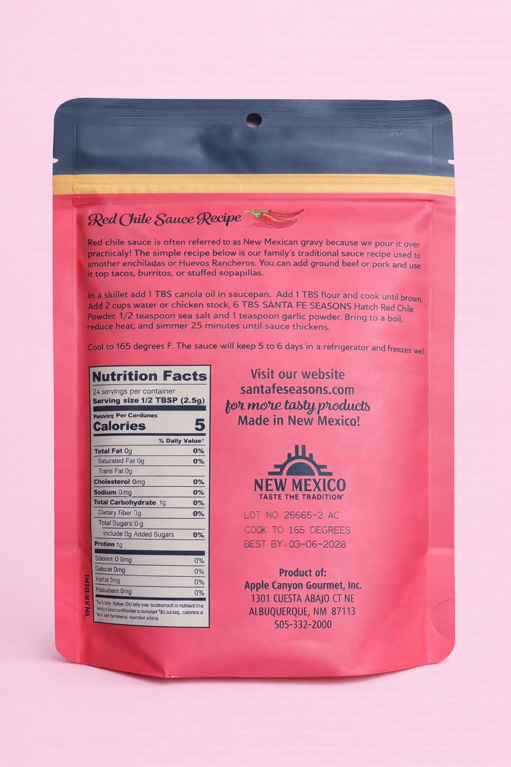 Santa Fe Seasons All Natural Hatch Red Chile Powder – Medium (6 oz)