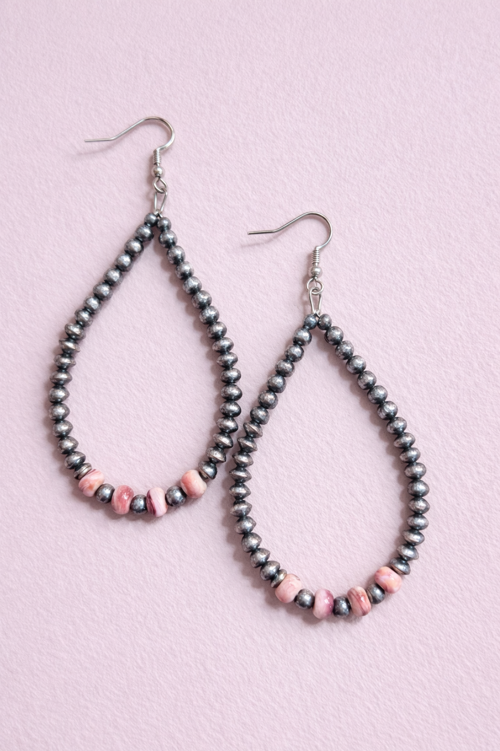 Sterling Silver & Pink Shell Teardrop Earrings