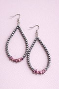 Sterling Silver & Pink Shell Teardrop Earrings – Handcrafted by Violet Norman