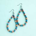 Turquoise, Orange Spiny & Pink Shell Sterling Silver Earrings