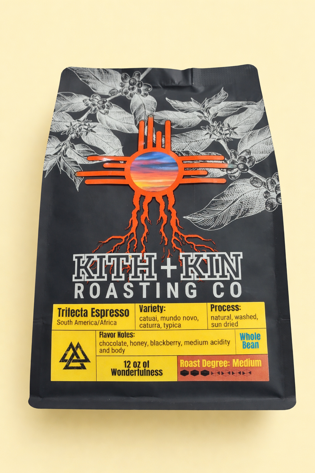Kith + Kin Roasting Co. Trifecta Espresso – Whole Bean Coffee (12 oz.)